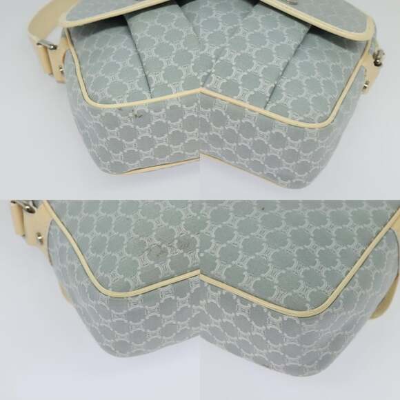 CELINE Macadam Canvas Shoulder Bag Light Blue Silver - Picture 10 of 12